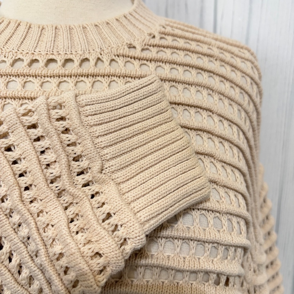 ZARA Oversized Chunky Open Knit Sweater in Beige, S/M - Picture 4 of 12